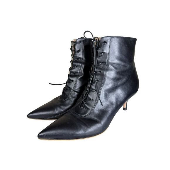 Gianvito Rossi Morganne 55 Black Calf Lace-Up Booties 36 / 6 US Pointed Toe - Picture 7 of 14